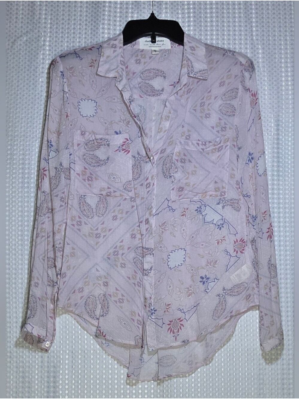 Cloth & Stone for Anthropologie Purple Paisley Tavari  Button Down Shirt - Picture 3 of 14